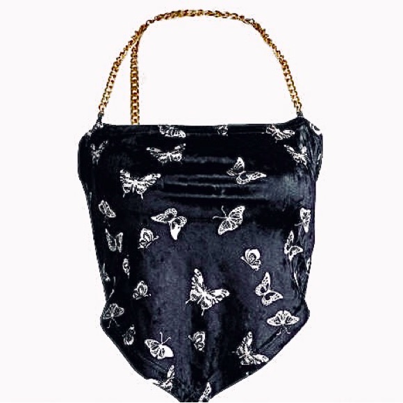 BUTTERFLY CHAIN CROP TOP, SOFT FUZZ - Picture 1 of 4